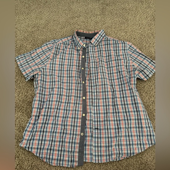Nautica Casual Button Front Shirt Mens XLarge Multicolor Plaid Short Sleeve - Picture 1 of 3